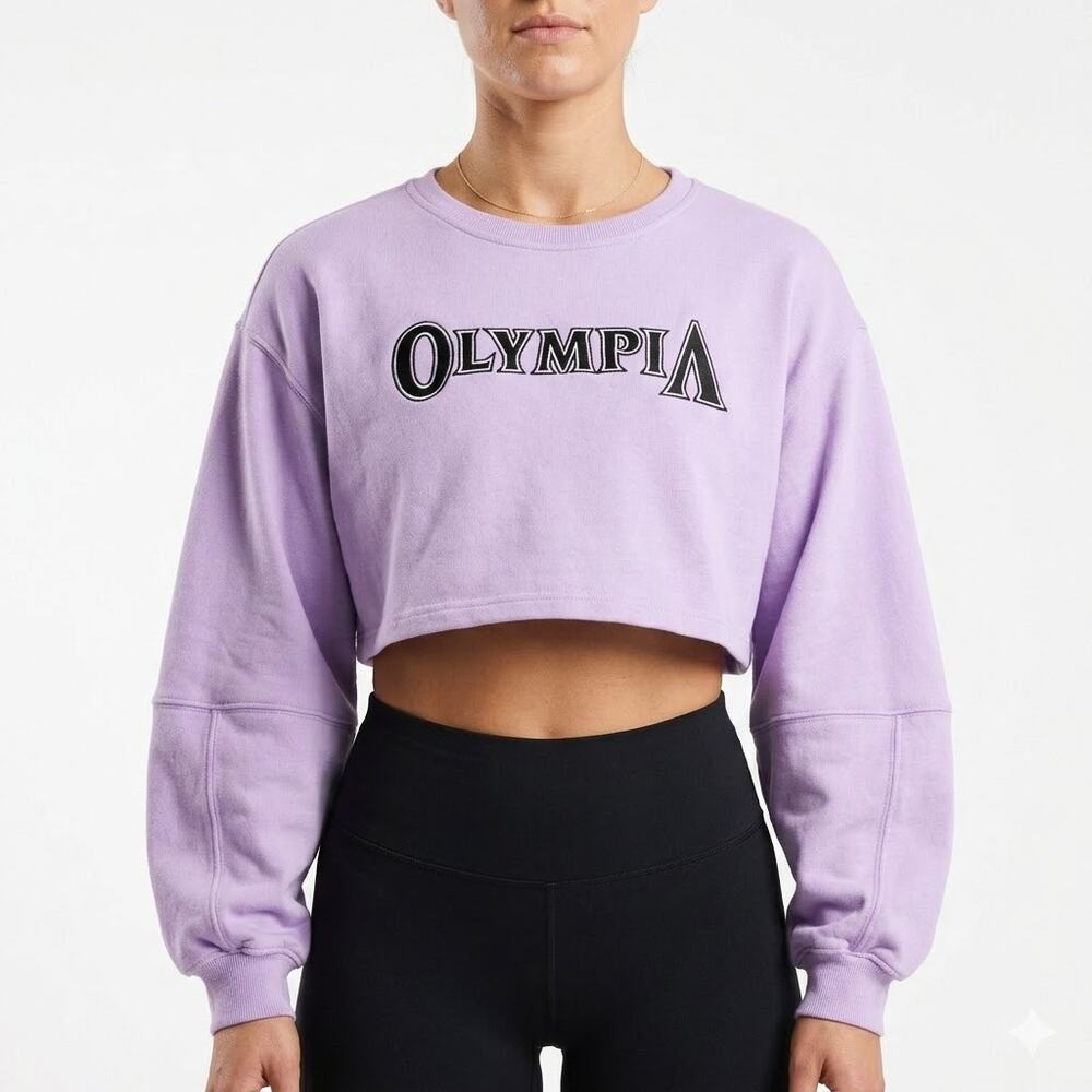 Joe Weider Mr Olympia Relaxed Cropped Sweatshirt Bodybuilding Gym Women's Sz S/M